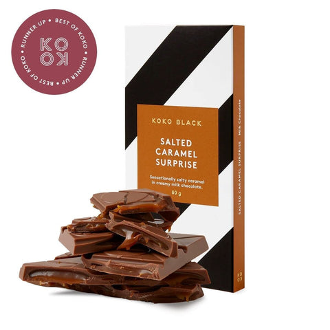 Salted Caramel Surprise Milk Chocolate 80g (exp - 21/05/24)-Indulgence-Koko Black-iPantry-australia