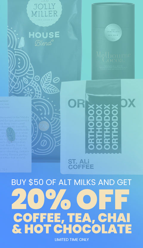 Buy $50 of Alt Milks and get 20% OFF Coffee Tea Chai & Hot Chocolate iPantry Mobile Banner