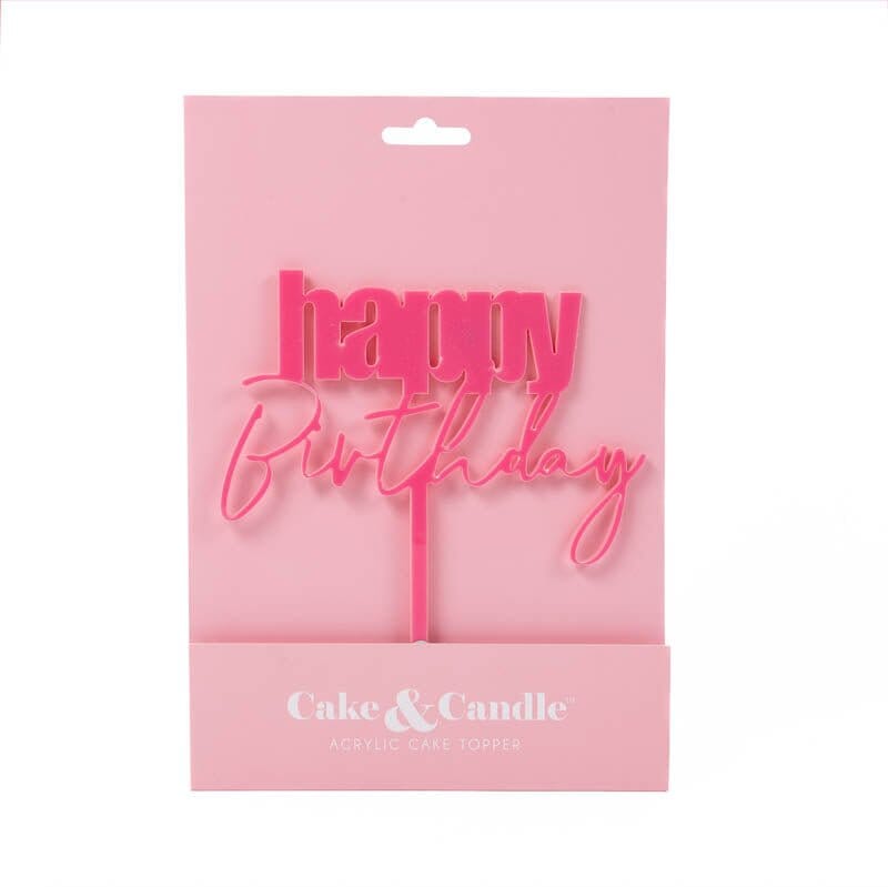 Cursive Happy Birthday Cake Topper - Pink – iPantry