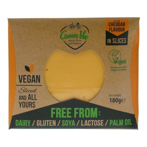 Green Vie Sliced Cheddar Flavour Cheese 180g - (EXP 05/07/2024)-Catering Entertaining-Green Vie-iPantry-australia