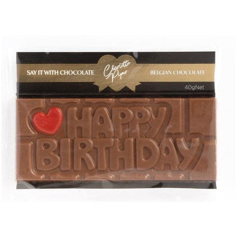 Happy Birthday Chocolate Bar Milk Chocolate 40g-Indulgence-Charlotte Piper-iPantry-australia