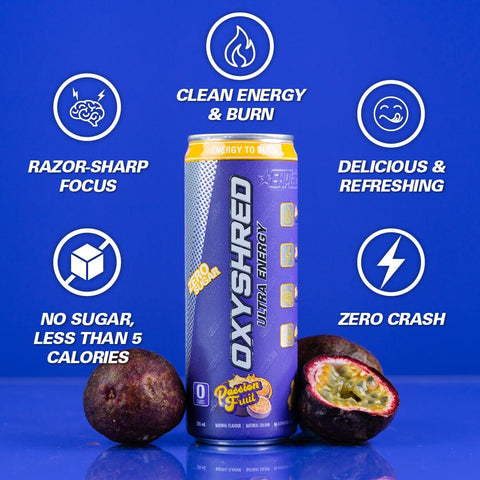 OxyShred Ultra Energy RTD Passionfruit Can 355ml - OxyShred