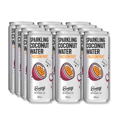 Passionfruit Sparkling Coconut Water - Box Of 12 - Bonsoy