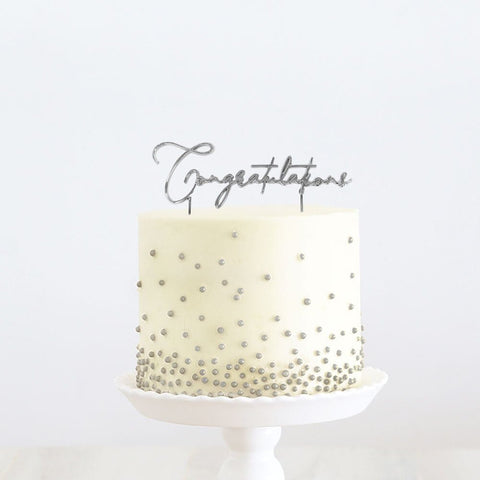 Silver Metal Cake Topper - Congratulations-Cake & Candle-iPantry-australia