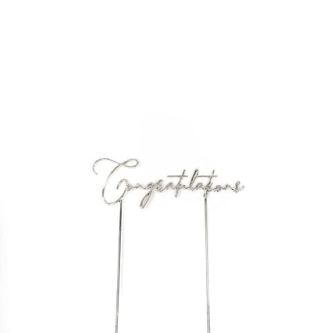 Silver Metal Cake Topper - Congratulations-Cake & Candle-iPantry-australia