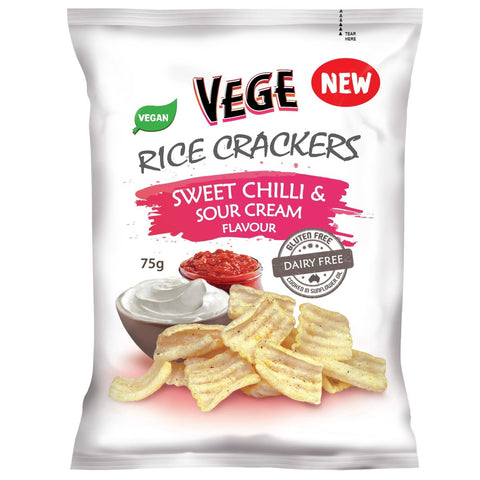 Sweet Chilli & Sour Cream Flavour Rice Crackers 75g - Vege Chips