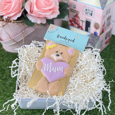 Teddy Bear Mum Purple Cookies (3pc)-Hey There Cookie! by Cake in the Afternoon-iPantry-australia