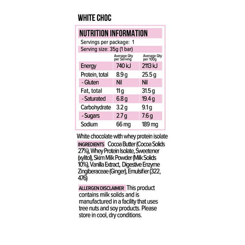 Vita Werx Protein Bars - White Choc 35g - White Choc - Vita Werx