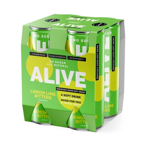 Alive Soft Drink - Lemon Lime Bitters 4 x 250ml-Beverages-Alive-iPantry-australia