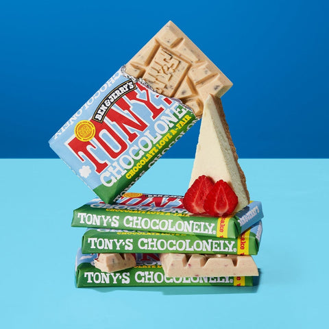 Ben and Jerry’s From Tony Chocolonely White Strawberry Cheesecake 180g-Indulgence-Tony's Chocolonely-iPantry-australia