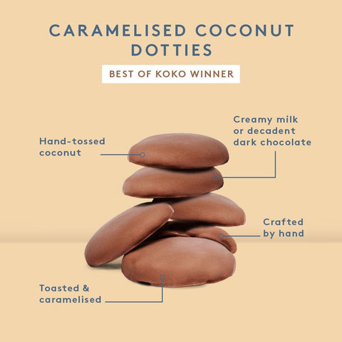 Caramelised Coconut Dotties 100g-Indulgence-Koko Black-iPantry-australia
