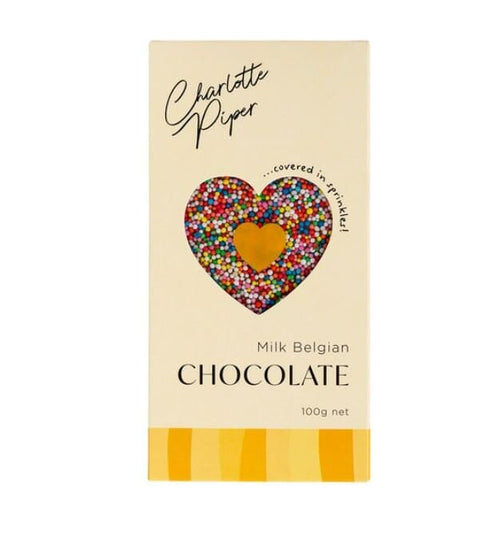 Charlotte Piper Milk Belgian Chocolate with Sprinkles Bar 100g-Indulgence-Charlotte Piper-iPantry-australia