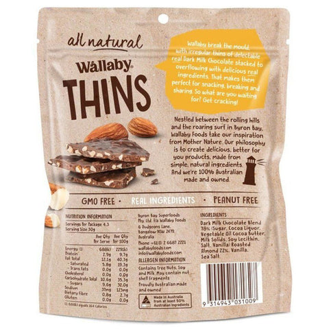 Dark Chocolate Almond + Sea Salt Snack Bites 130g (GF)-Indulgence-Wallaby Thins-iPantry-australia