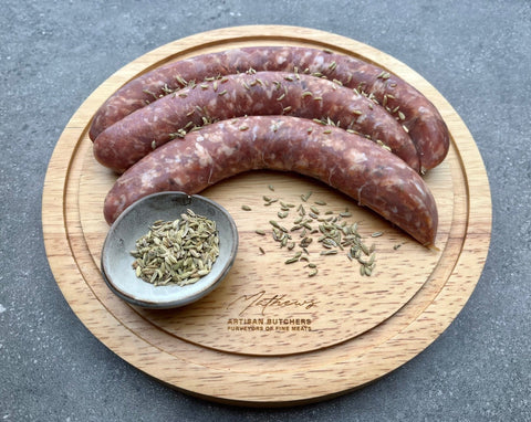 Free Range Pork & Fennel Sausages (Approx. 500g - 3 Sausages)-Mathews Butcher-iPantry-australia