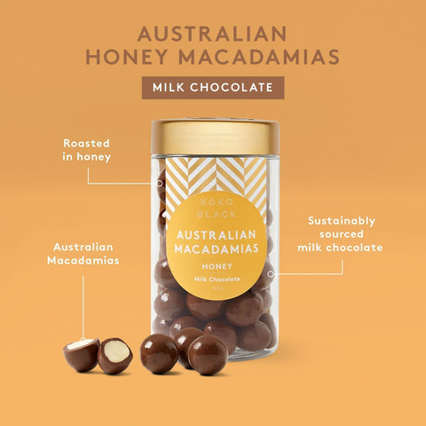 Honey Macadamias Milk Chocolate 165g-Indulgence-Koko Black-iPantry-australia