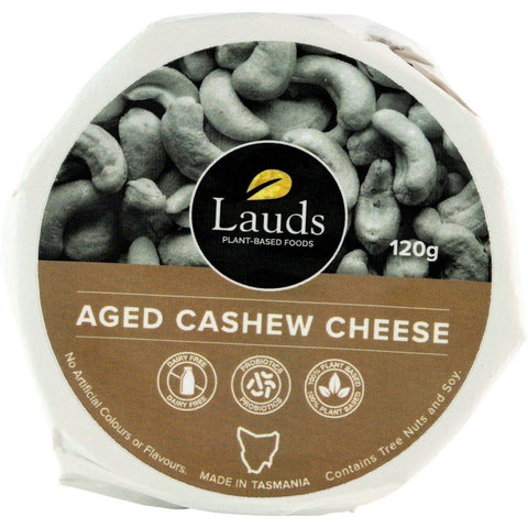 Lauds Plant Based Foods Aged Cashew Cheese 120g-Catering Entertaining-Lauds-iPantry-australia