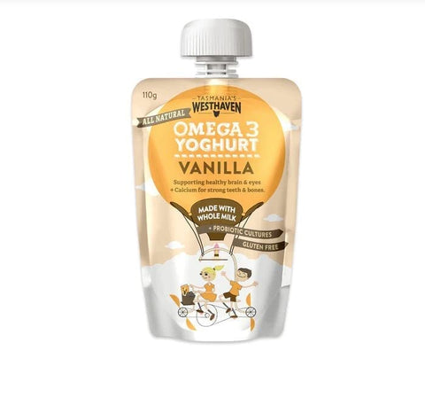 Omega3 Yoghurt Vanilla Pouch 110g-Tasmania's Westhaven-iPantry-australia