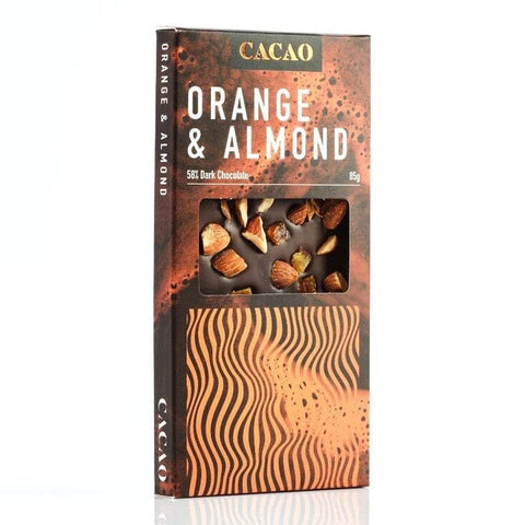 Orange & Almond Chocolate Bar 85g-Indulgence-Cacao-iPantry-australia