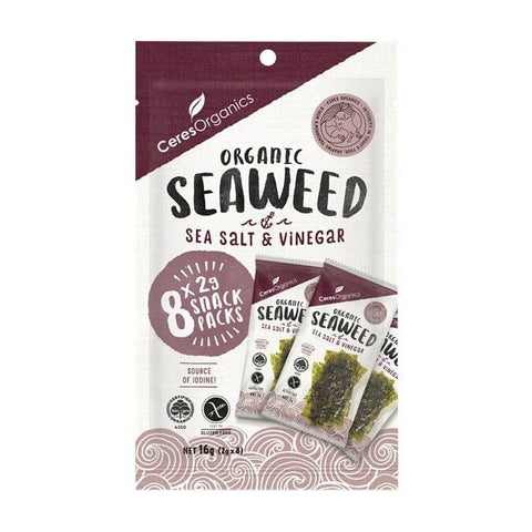 Organic Seaweed Sea Salt & Vinegar 8 x 2g Snack Pack-Pantry-Ceres Organics-iPantry-australia