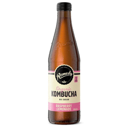 Remedy Kombucha Raspberry Lemonade Bottle 330mL x12-Beverages-Remedy-iPantry-australia