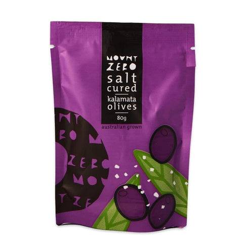 Salt Cured Kalamata Olives 80g-Catering Entertaining-Mount Zero Olives-iPantry-australia