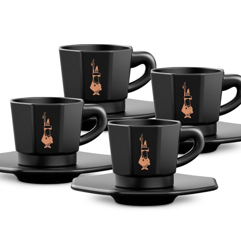 Set of 4 Faces on Cups Black-Bialetti-iPantry-australia